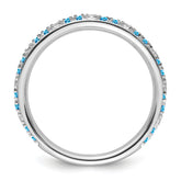 14k White Gold Stackable Expressions Blue Topaz and Diamond Ring